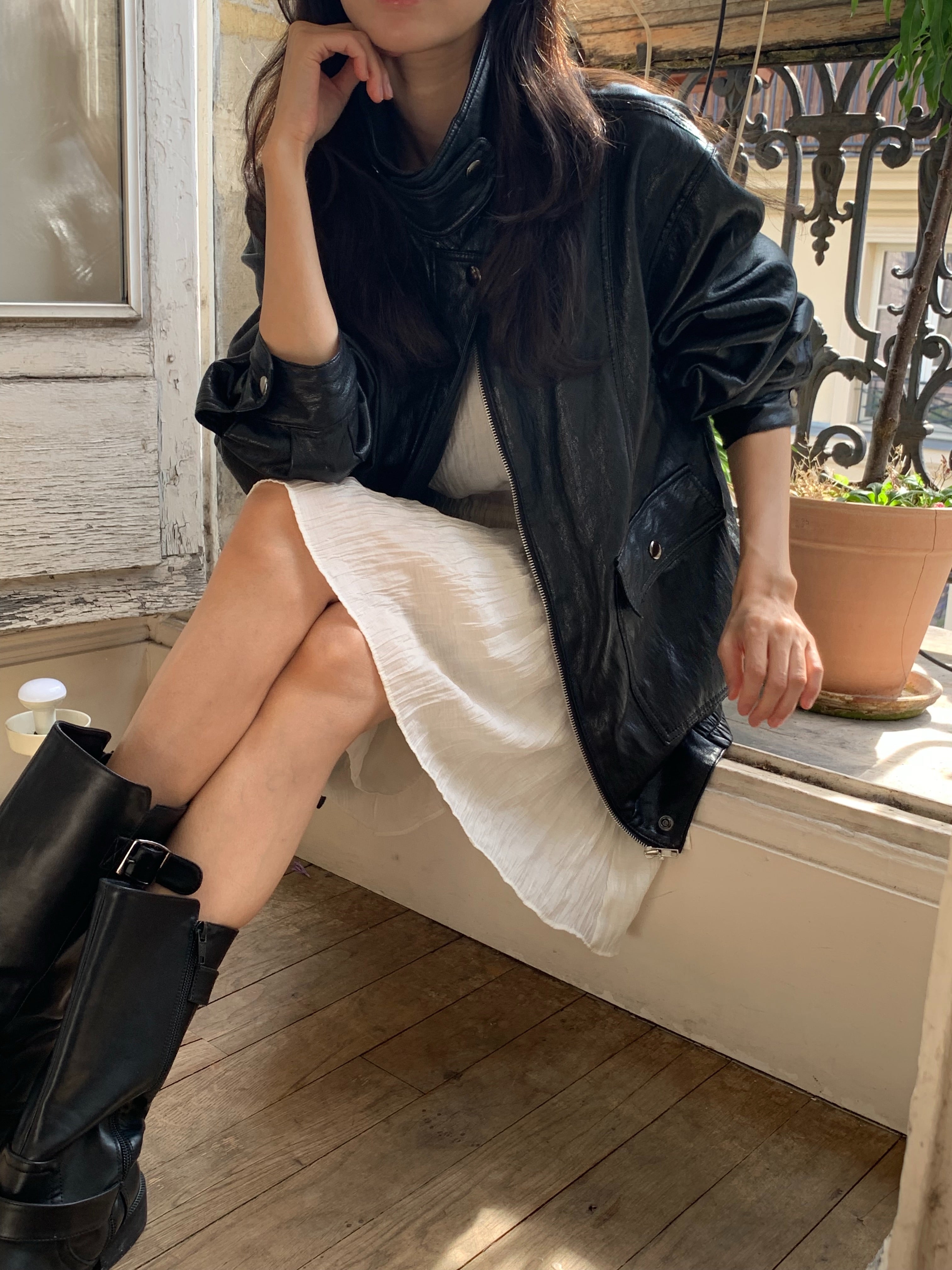 Lon pleats onepiece