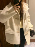 Baby alpaca hoodie duffle coat