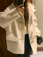 Baby alpaca hoodie duffle coat