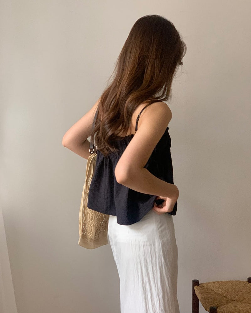 [sale] Ribbon shirring blouse