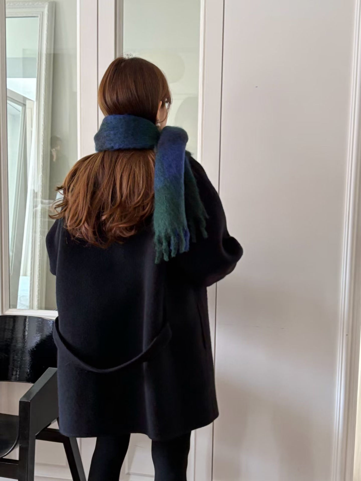 Handmade cony cashmere raglan coat