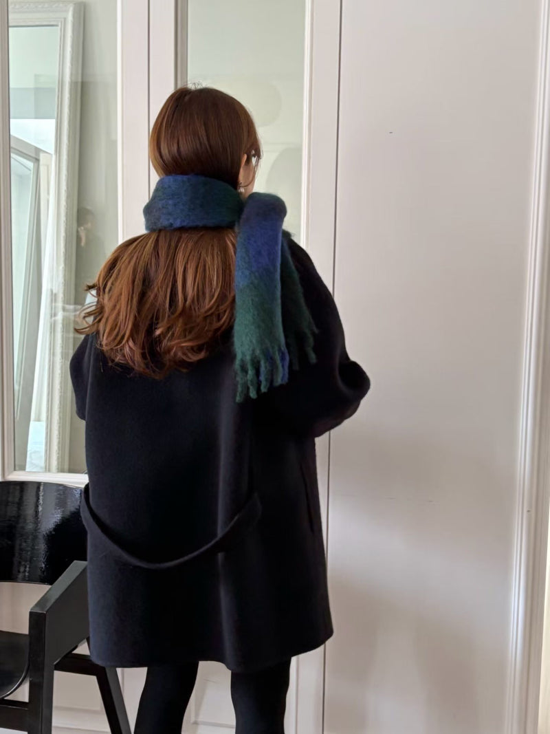 Handmade cony cashmere raglan coat