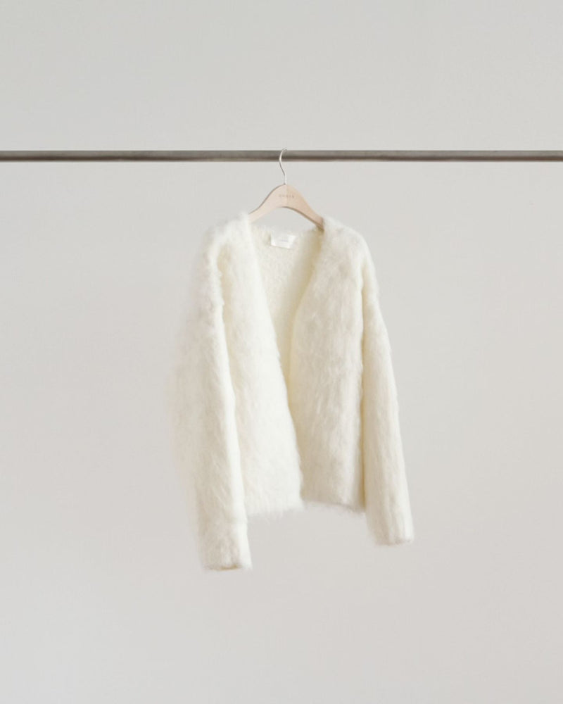 Brushed no-collar cardigan