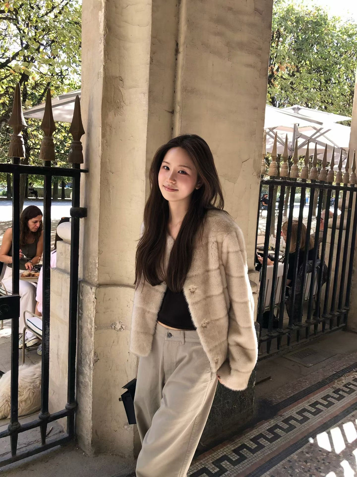 Sage minc fur jacket