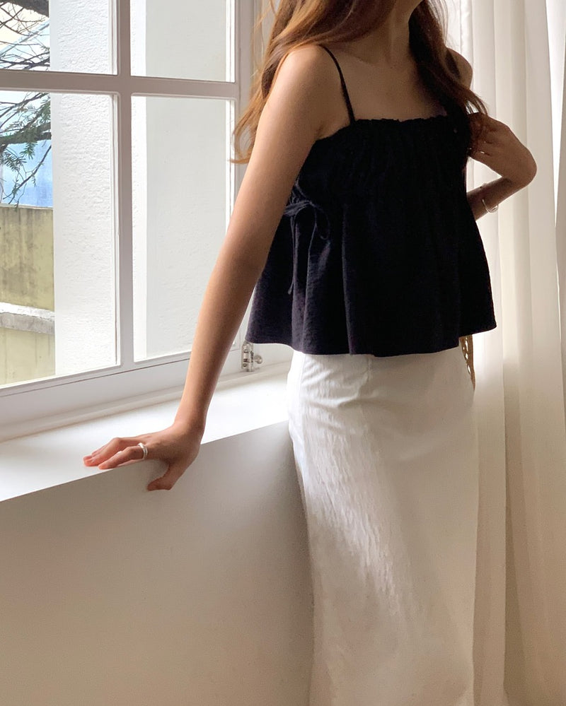 [sale] Ribbon shirring blouse