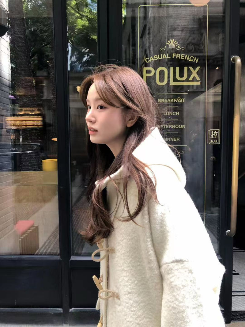 Baby alpaca hoodie duffle coat