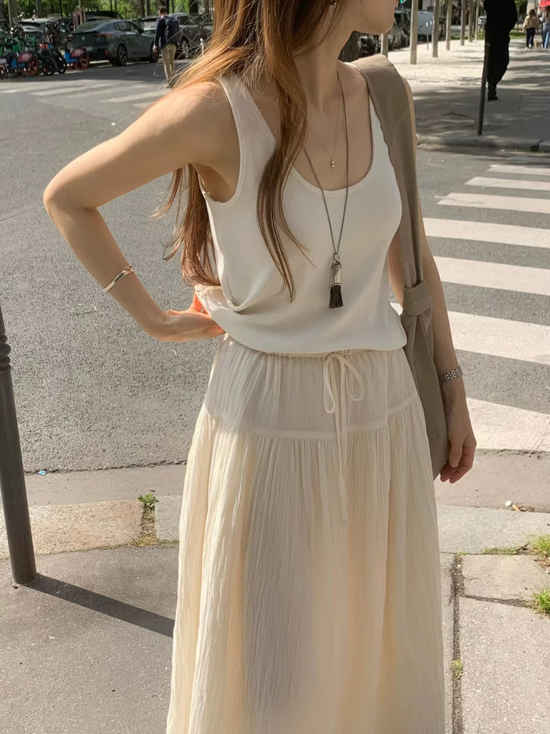 Crinkle maxi skirt
