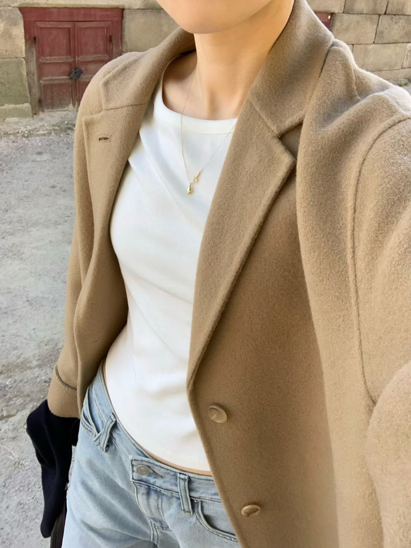 Handmade lene wool long coat