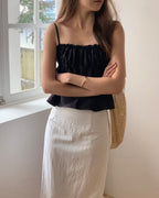 [sale] Ribbon shirring blouse