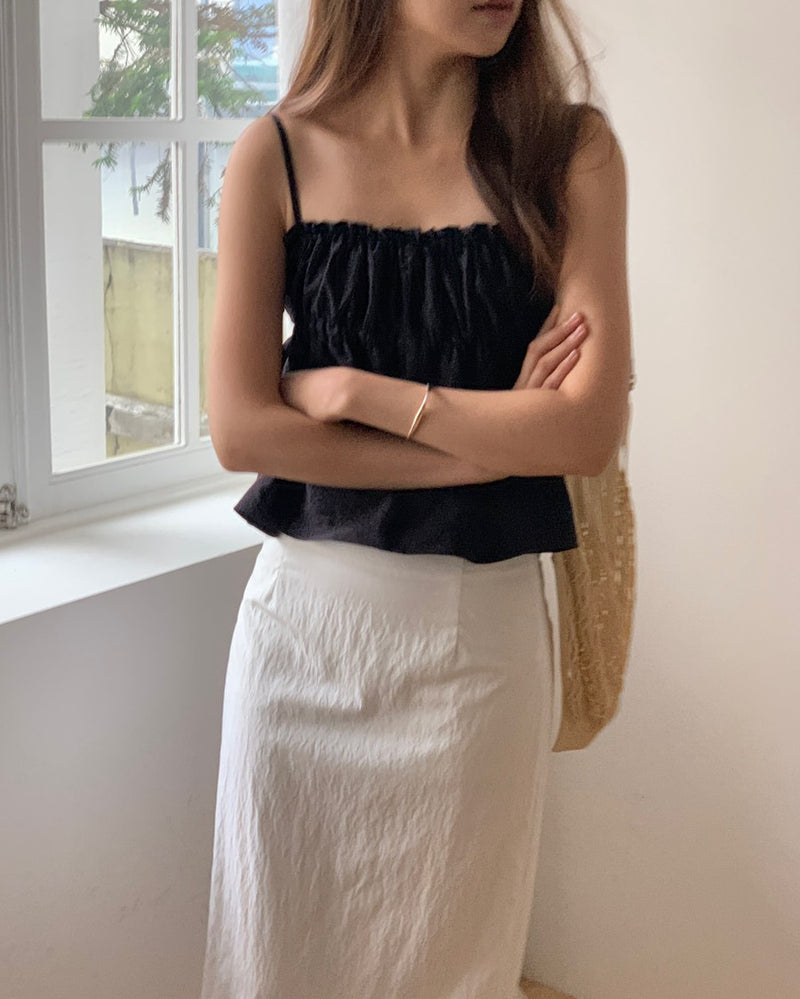[sale] Ribbon shirring blouse