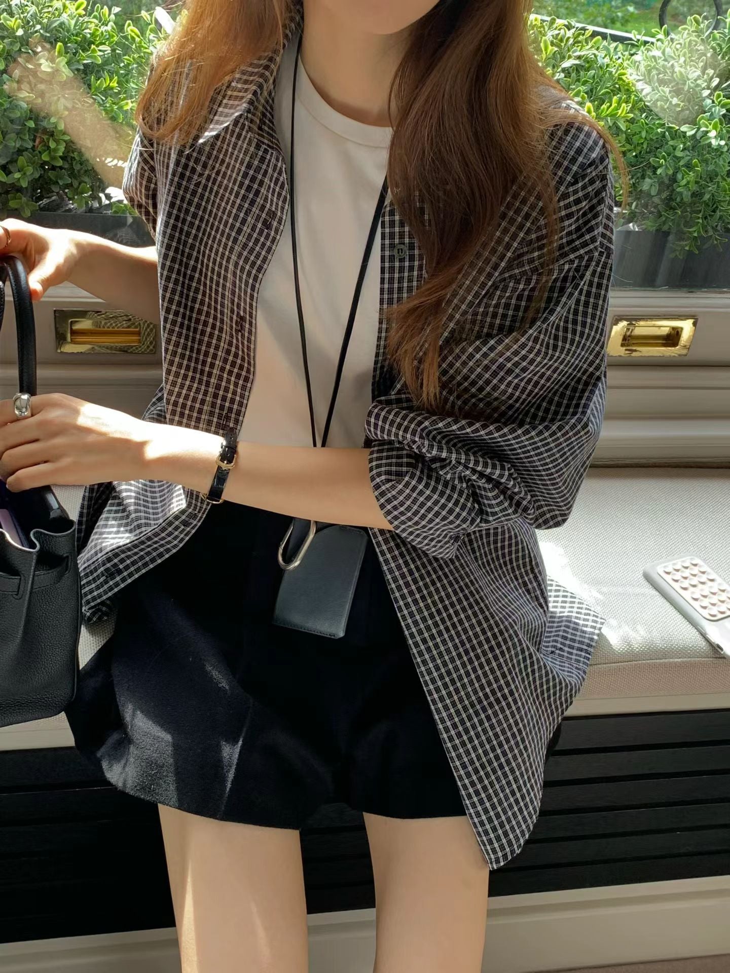 Marron check shirt