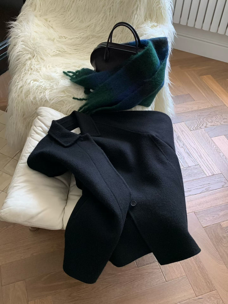 Handmade cony cashmere raglan coat