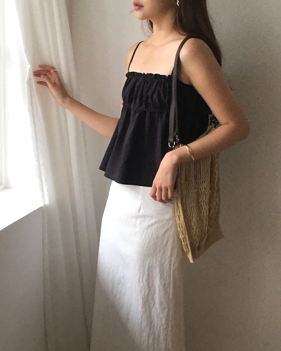 [sale] Ribbon shirring blouse