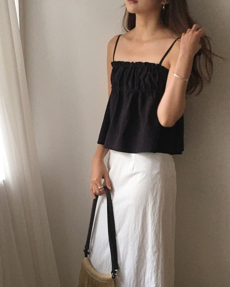 [sale] Ribbon shirring blouse