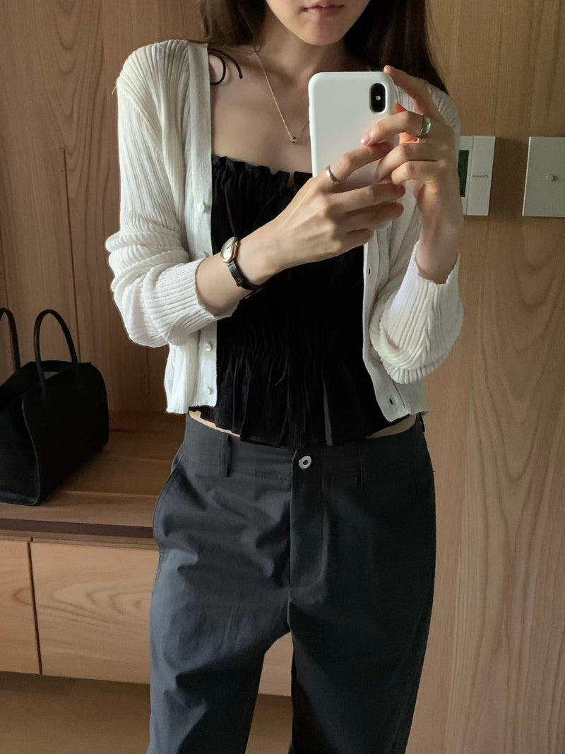 Ecru golgi v cardigan
