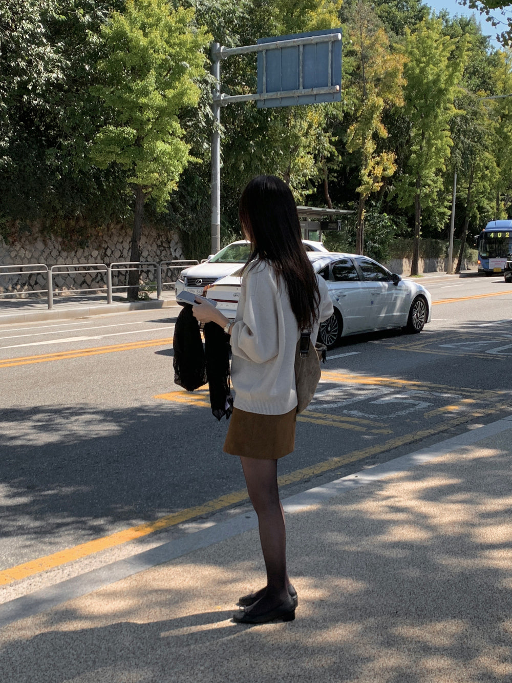 Soft leather mini skirt