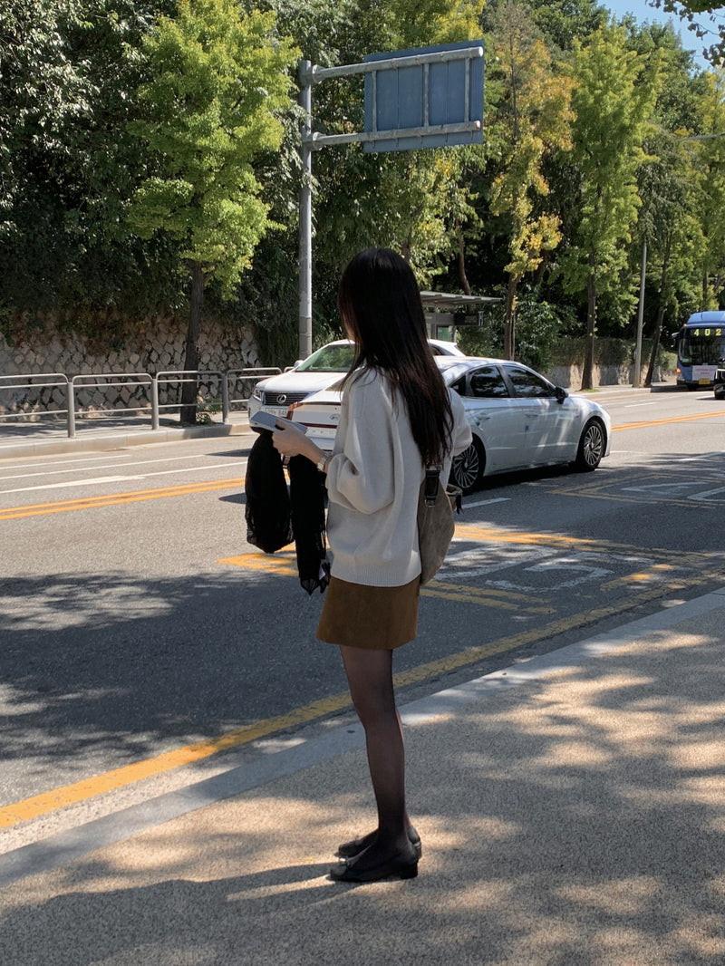 Soft leather mini skirt
