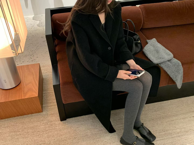 Handmade lene wool long coat