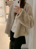 Sage minc fur jacket