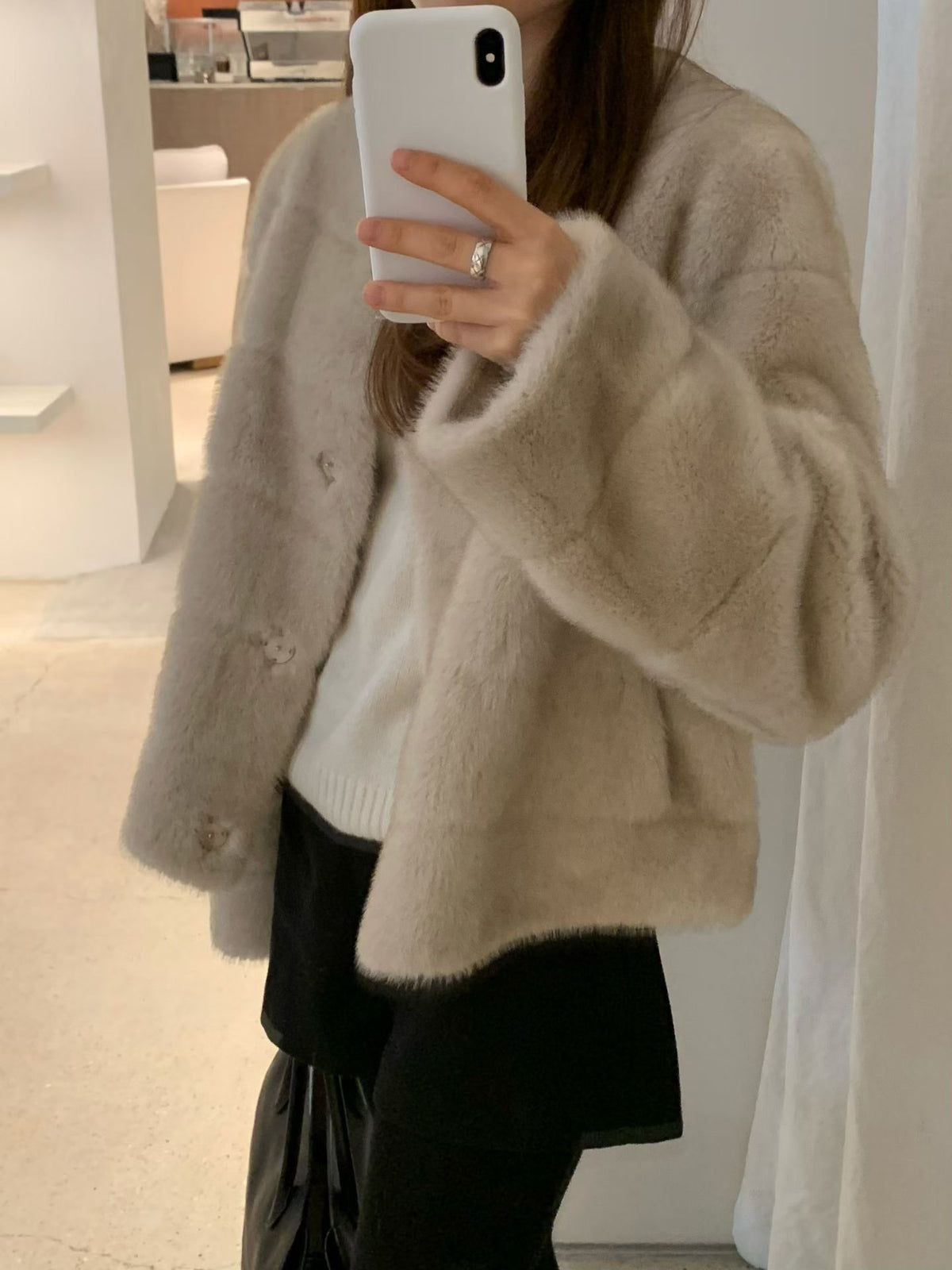 Sage minc fur jacket