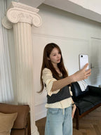 V shirring blouse