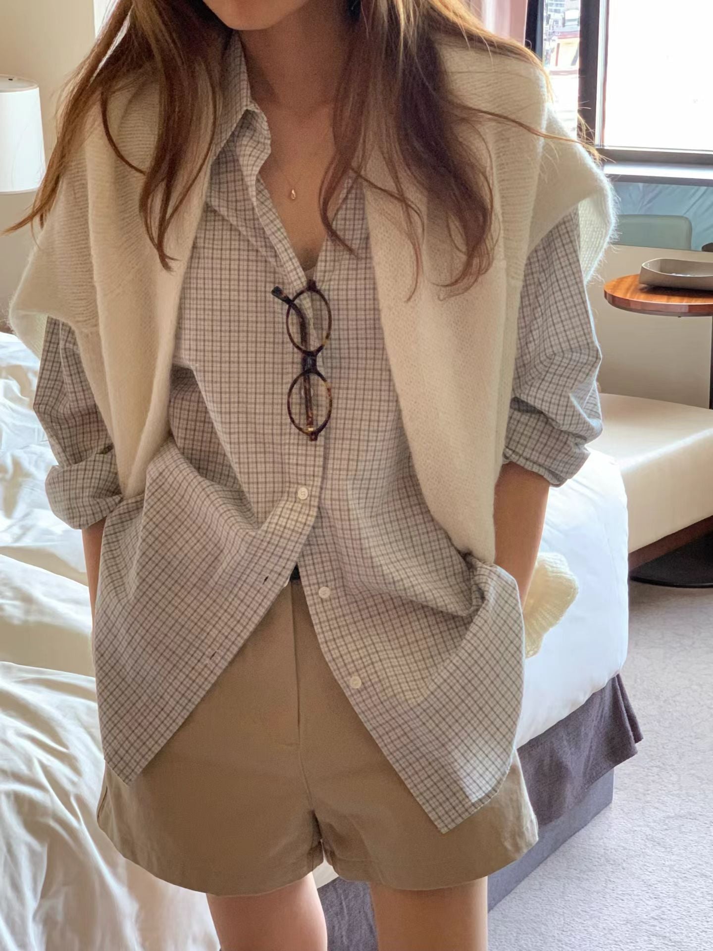 Marron check shirt