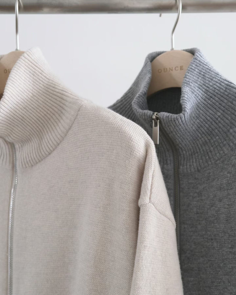 High neck zip-up cardigan