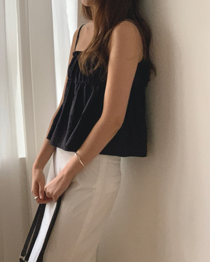 [sale] Ribbon shirring blouse