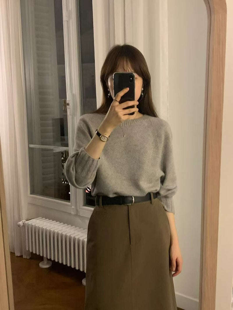 Cashmere basic pullover knit