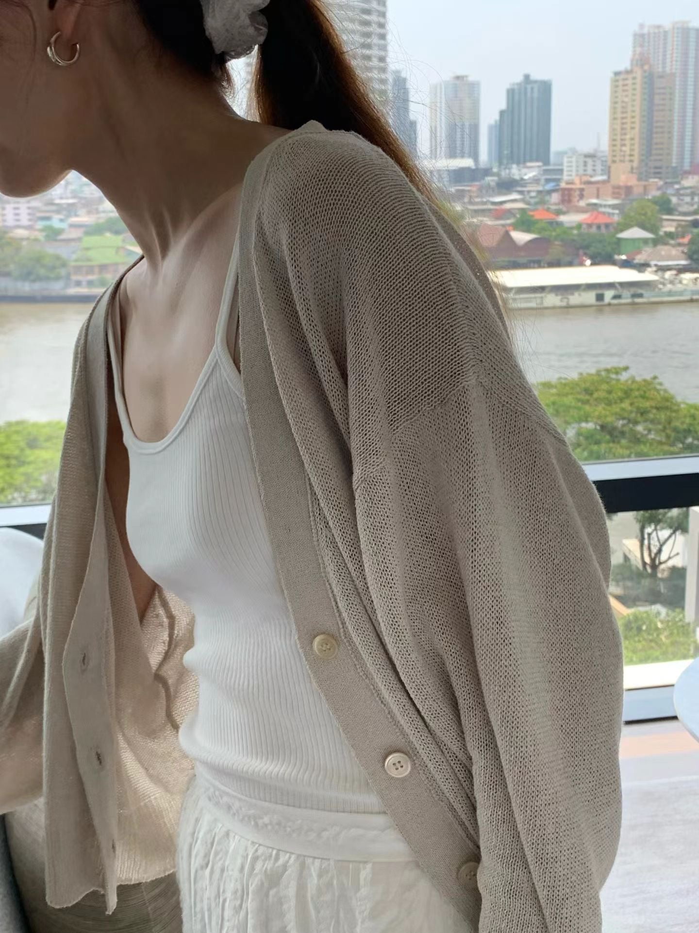 Paper sheer cardigan