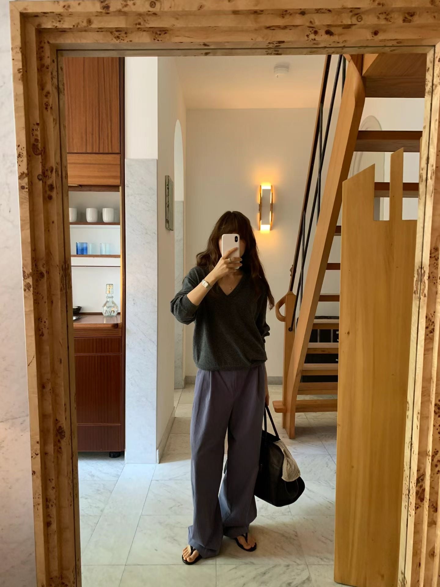 Aging double tuck pants