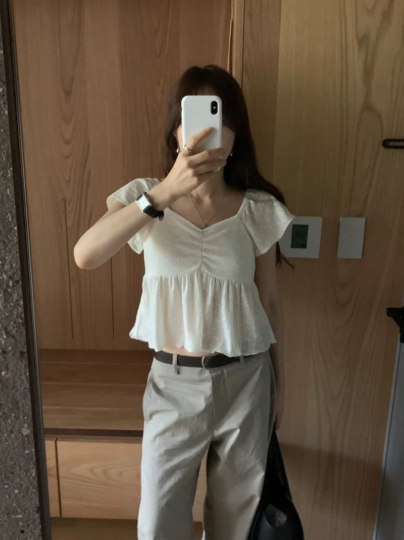 Lease shirring blouse