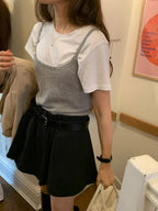 Layered raccoon sleeveless knit