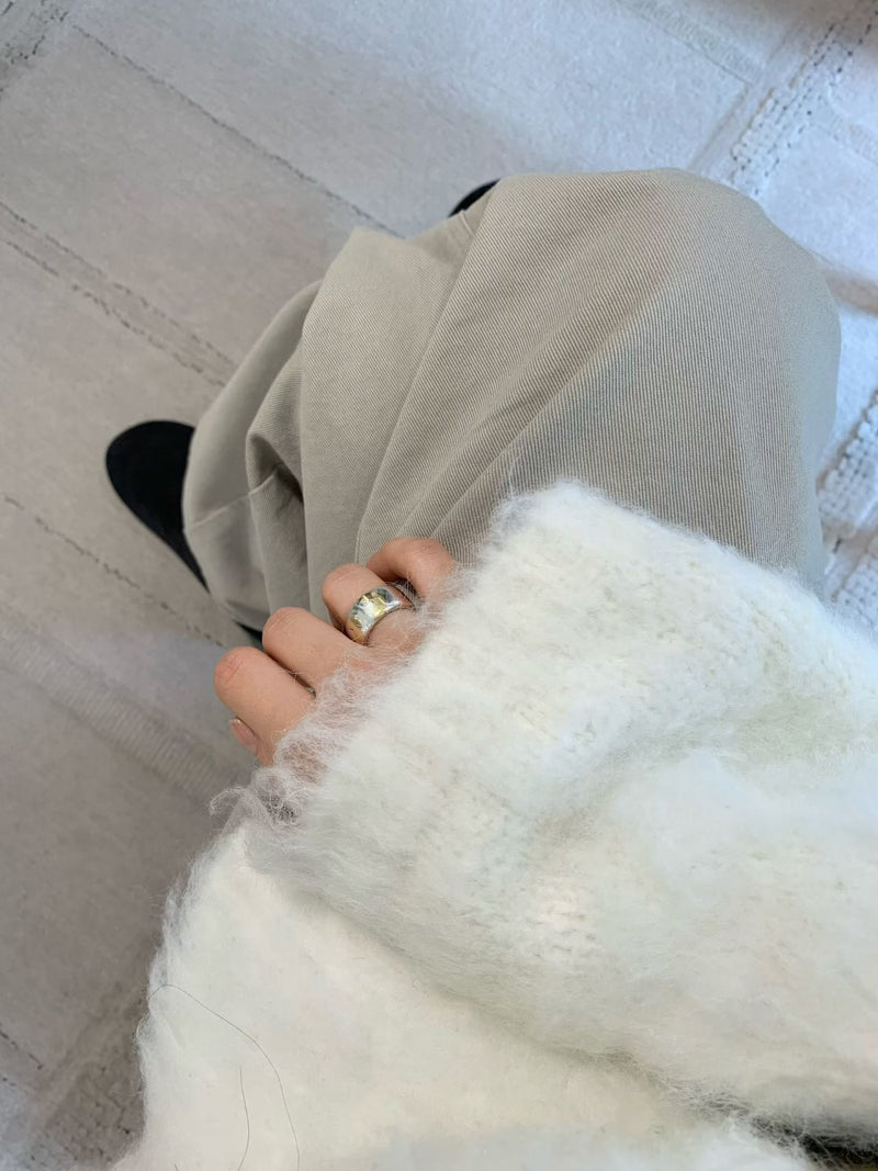 Brushed no-collar cardigan