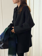 Handmade cony cashmere raglan coat