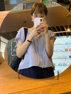 Oat check blouse
