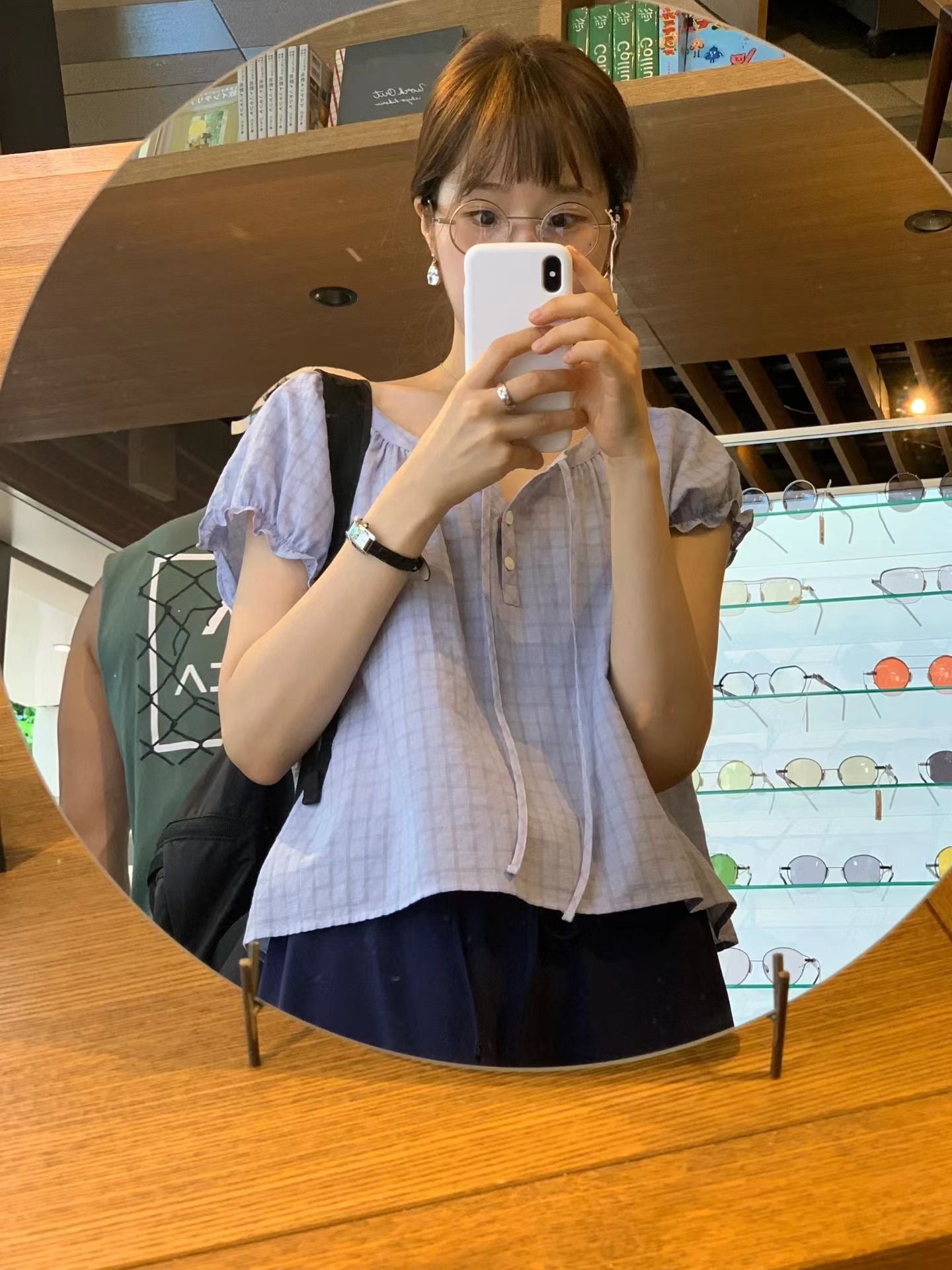 Oat check blouse