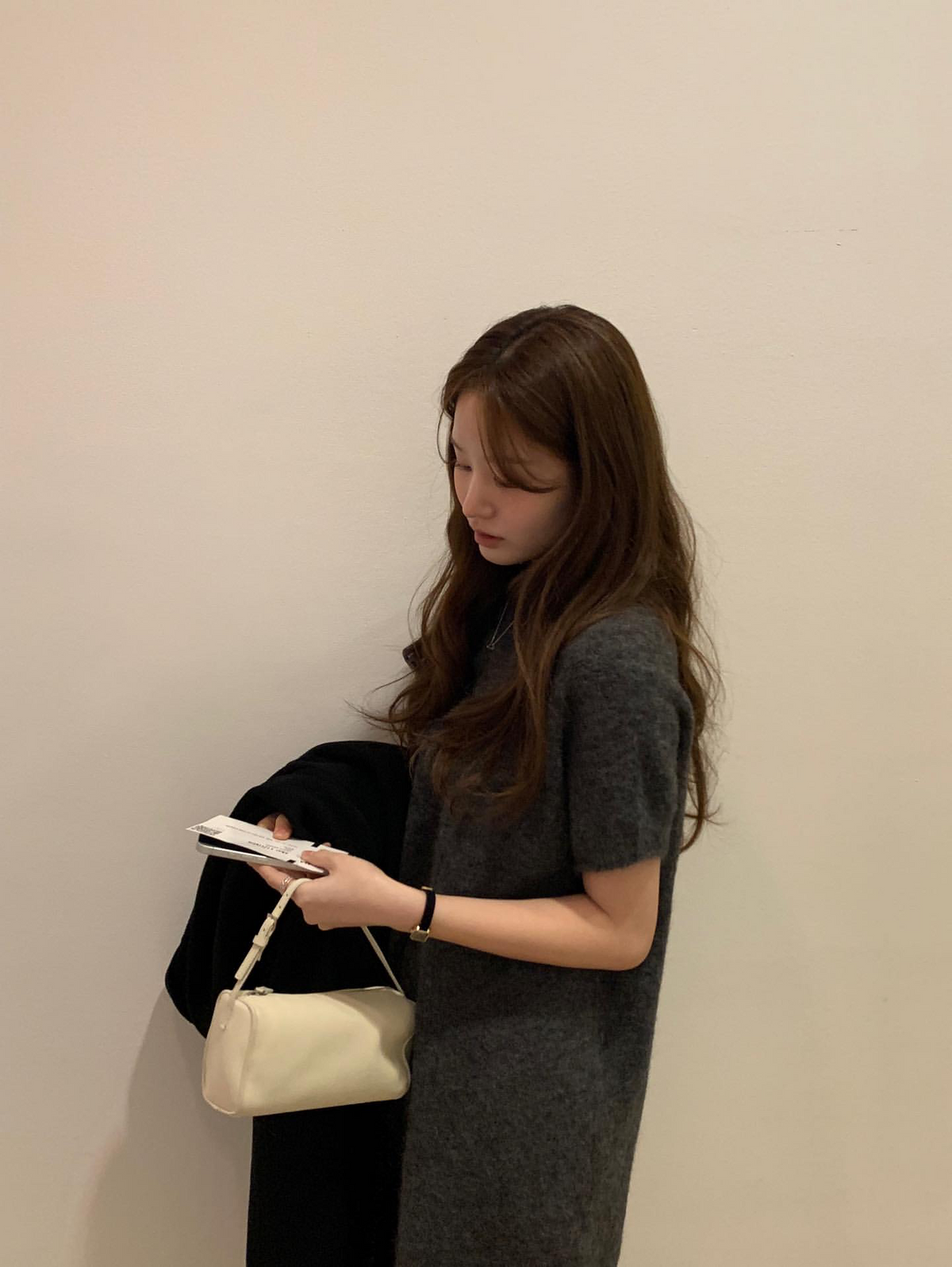 [sale] wool half onepiece (charcoal)