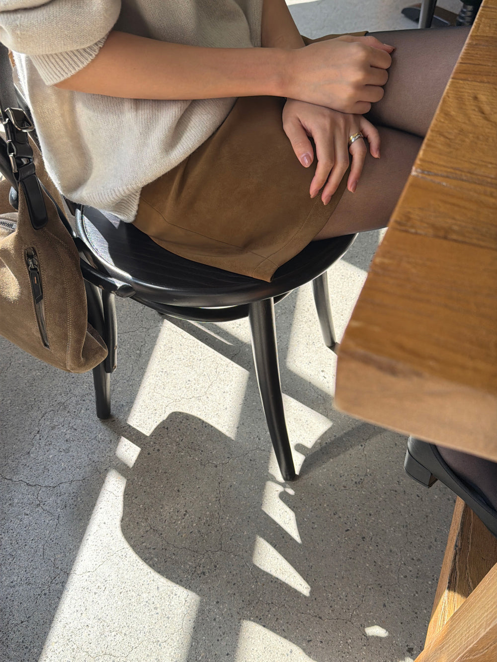 Soft leather mini skirt