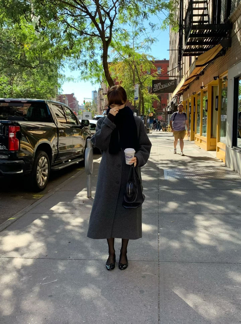 Handmade lene wool long coat