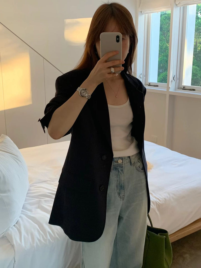 [sale] Acid boxy jacket (navy)