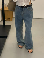 [Instock] Claire slub denim pants