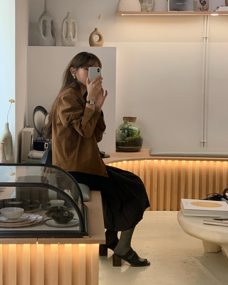 [sale] Studio leather jacket (camel)