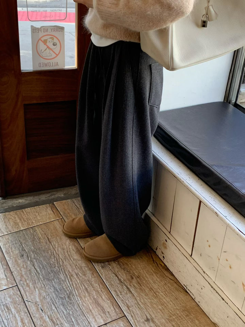 Wool two tuck pants