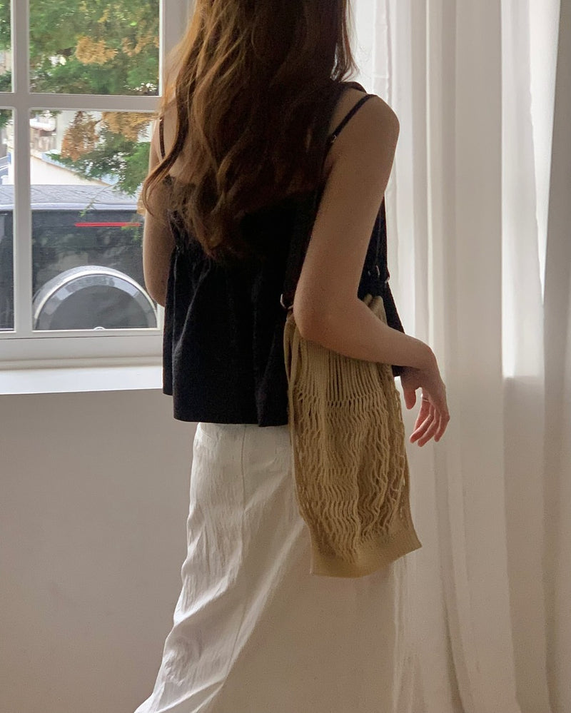 [sale] Ribbon shirring blouse