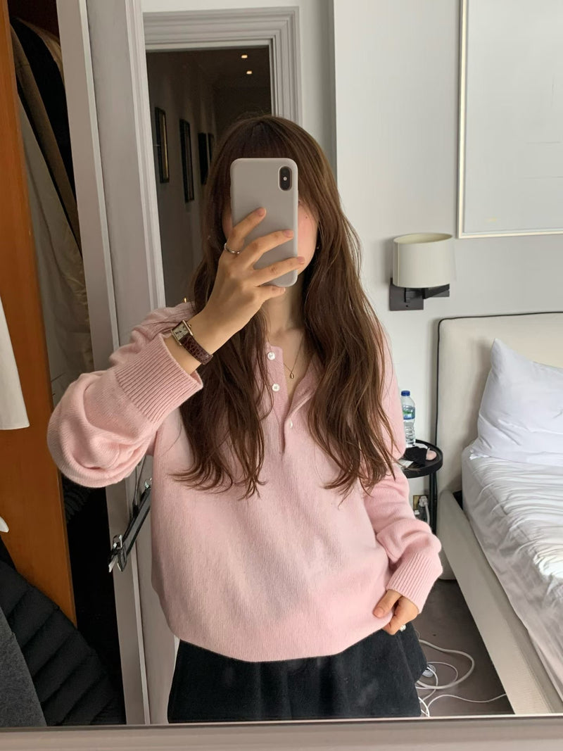 Cash collar knit