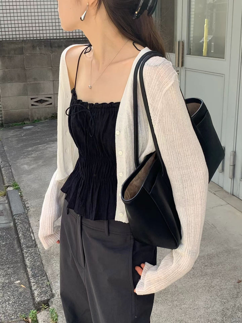 Ecru golgi v cardigan