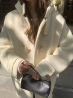 Baby alpaca hoodie duffle coat