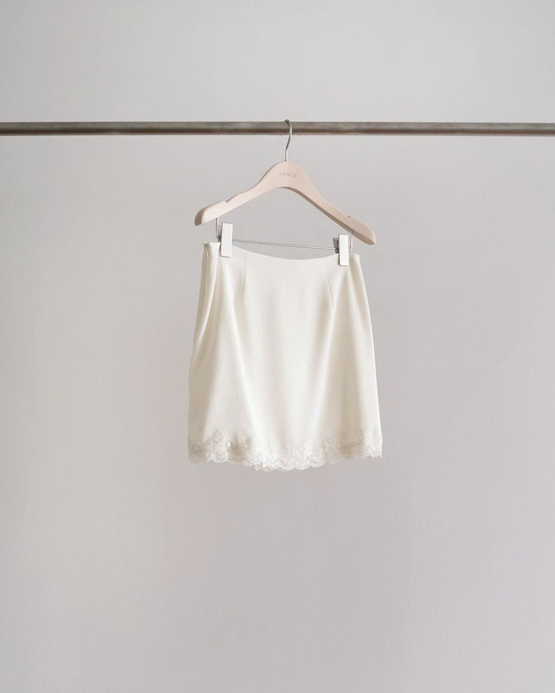 Satin mini lace skirt