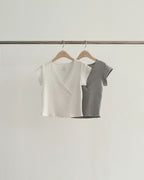 [Instock] V wrap half tee (gray)